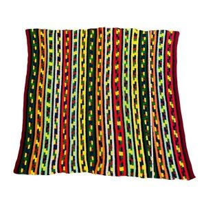 Handmade Afghan Blanket Rainbow Throw Granny Knit Crochet Pride  52” X 53”